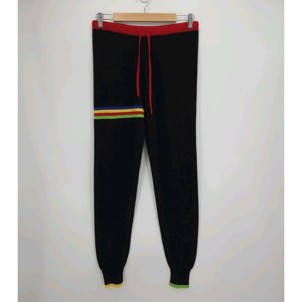 Madeleine Thompson Womens 100% Cashmere Joggers Pants Multi Navy Blue Size Small